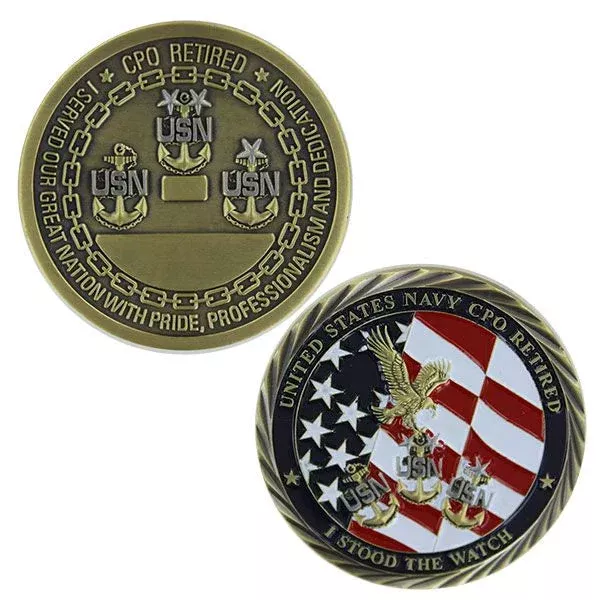 1 3/4" Antique Navy Retired Chief Coin