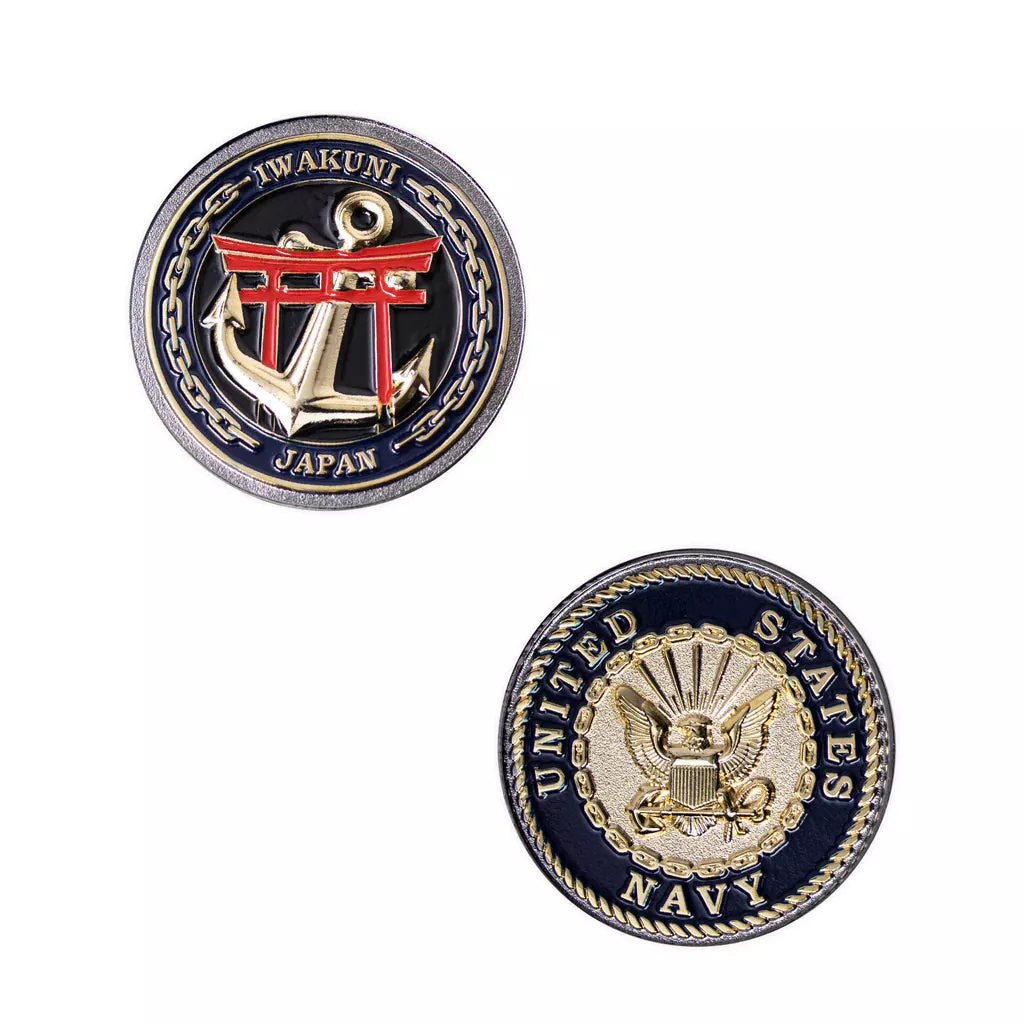 1.75" Navy Iwakuni Torri Gate With Anchor MC Spinner Coin