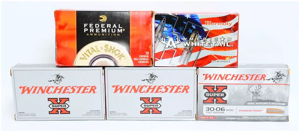 100 Rounds of .30-06 Springfield Rifle Ammunition by Winchester, Federal, and Hornady