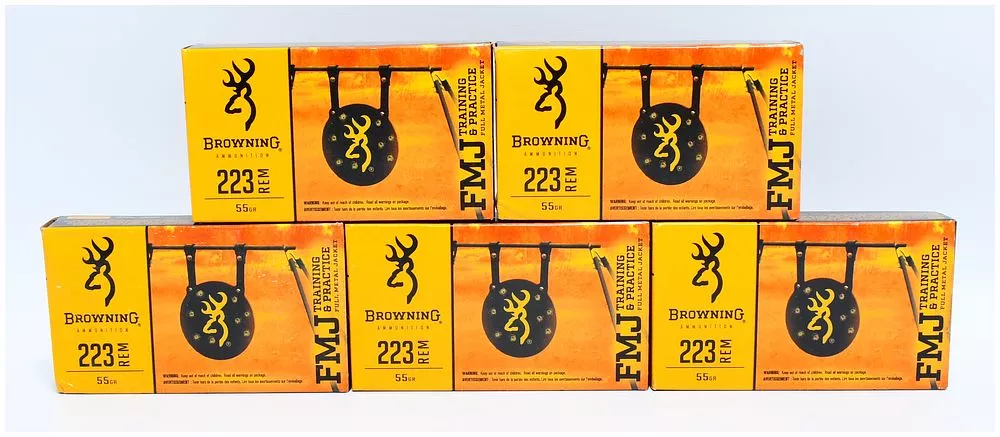 100 Rounds Browning Target and Practice 223 Remington Ammo 55 Grain Full Metal Jacket