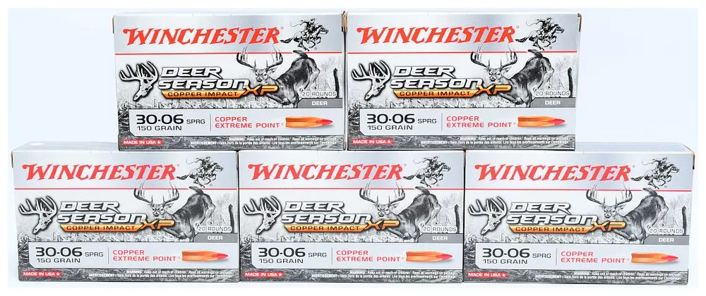 100 Rounds Winchester Deer Season XP Copper Impact .30-06 SPRG 150 Grain Rifle Ammunition