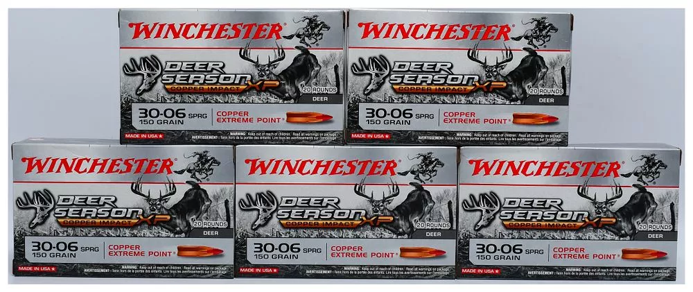 100 Rounds of Winchester Deer Season XP Copper Impact .30-06 Springfield 150-Grain Ammunition
