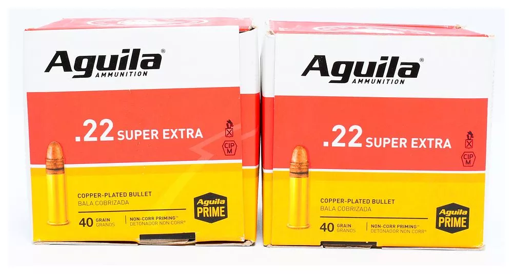1000 Rounds Aguila .22 LR Super Extra 40 Grain Copper Plated Solid Point Ammunition