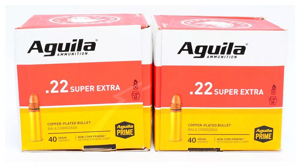 1000 Rounds of Aguila Super Extra High Velocity .22 Long Rifle 40gr Copper Plated Solid Point Ammunition