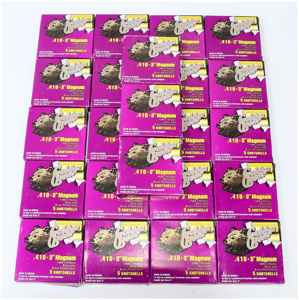 115 Rounds of Golden Bear .410-3" Magnum Buckshot Shotshells, Russian Production