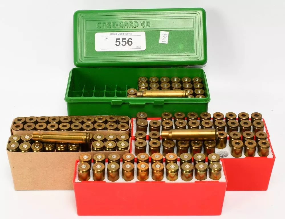 129 Count Of Empty .338 Win Brass Casings