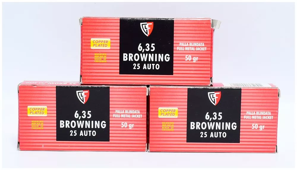 150 Rounds Fiocchi 6.35 Browning / .25 Auto 50 Grain FMJ Ammunition