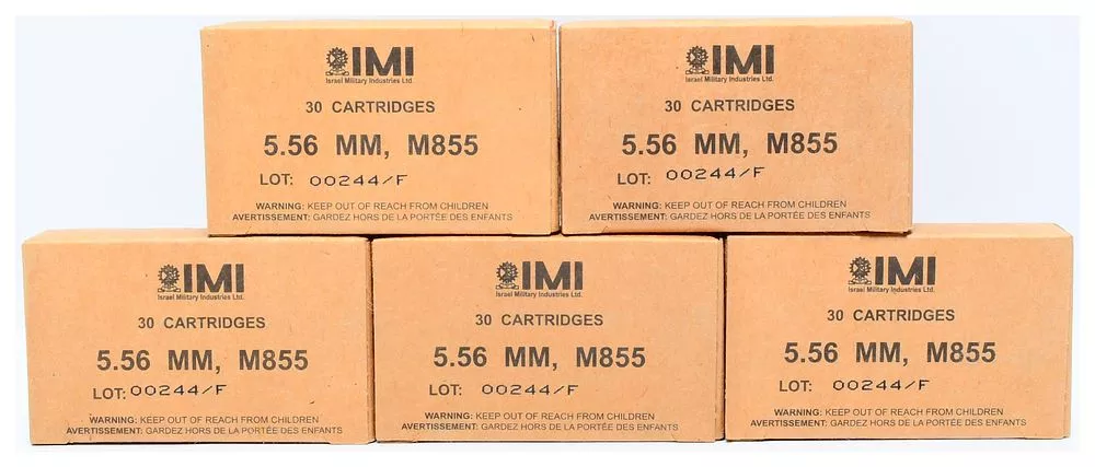 150 Rounds of IMI 5.56 MM M855 Ammunition