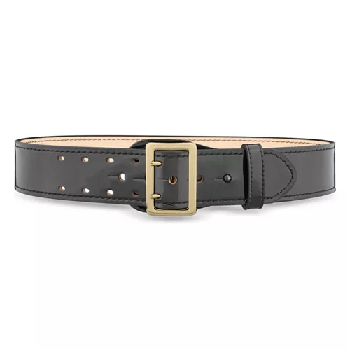 2-1-4″ High-gloss Leather Sam Browne 2-row Stitch Duty Belt With Gold Buckle