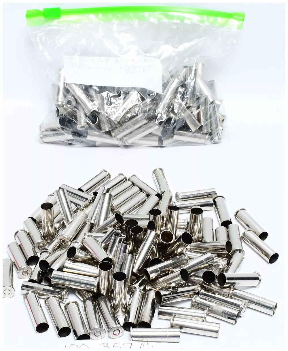200 Count of Nickel Plated .357 Caliber Empty Casings for Reloading