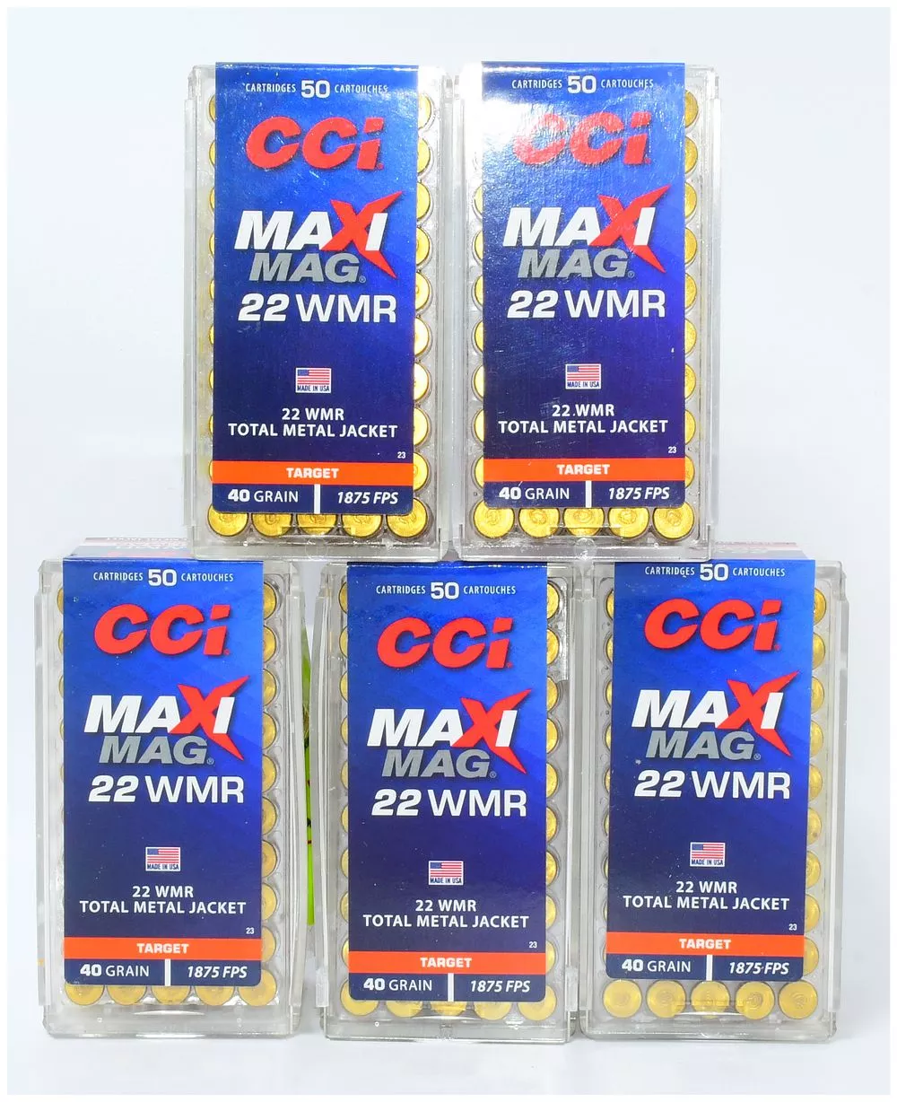 250 Rounds CCI Maxi-Mag 22 WMR Total Metal Jacket 40 Grain Ammunition