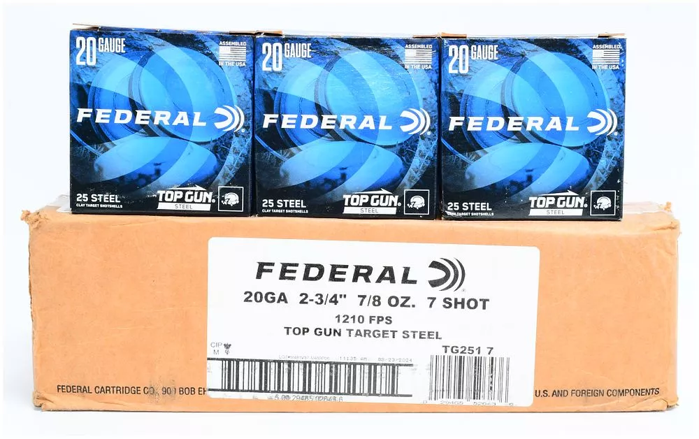 250 Rounds Federal Top Gun Target Steel 20-Gauge Shotgun Shells