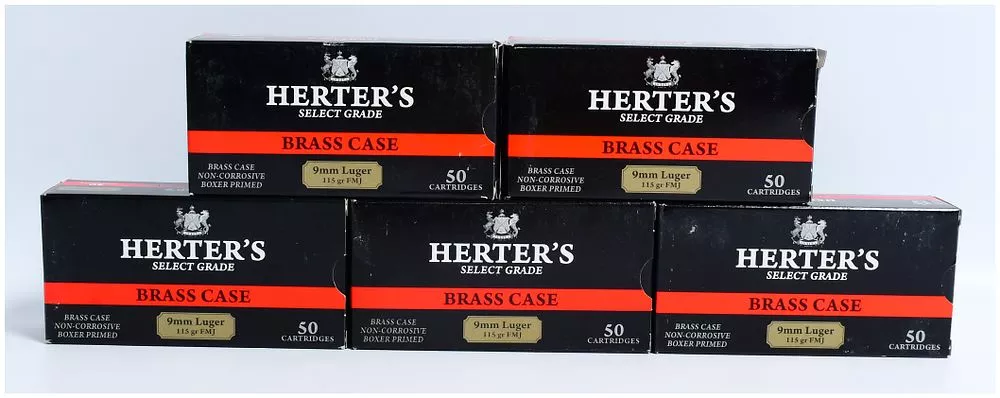 250 Rounds Herter's Select Grade 9mm Luger 115 gr FMJ Ammunition