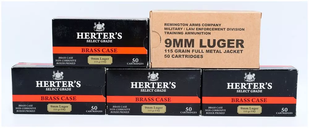 250 Rounds Herter's Select Grade and Remington 9mm Luger Ammunition