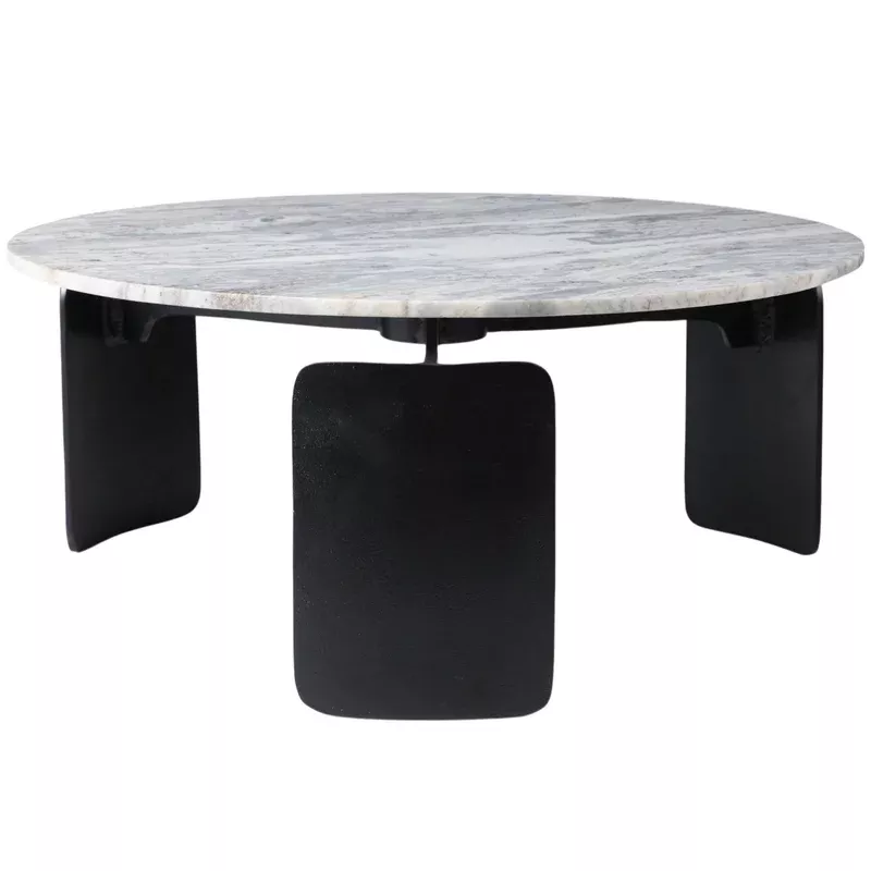 3-footed marble top coffee table grey