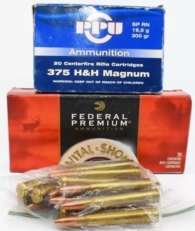 52 Rounds Of .375 H&H Magnum Ammunition