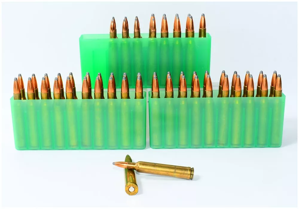 57 Rounds Total Rifle Ammunition, 8 Rounds .240 WBY MAG & 49 Rounds .30-06 SPRG, with MTM Storage Boxes