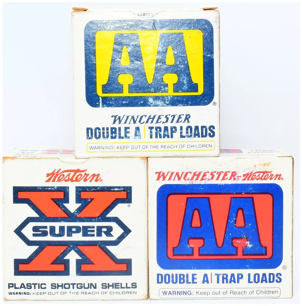 75 Rounds of Vintage Winchester AA and Western Super X 12 Gauge Trap Loads in three Cardboard Boxes