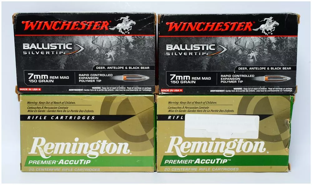75 Rounds of Winchester Ballistic Silvertip and Remington Premier AccuTip 7mm Remington Magnum 150 Grain Rifle Ammunition