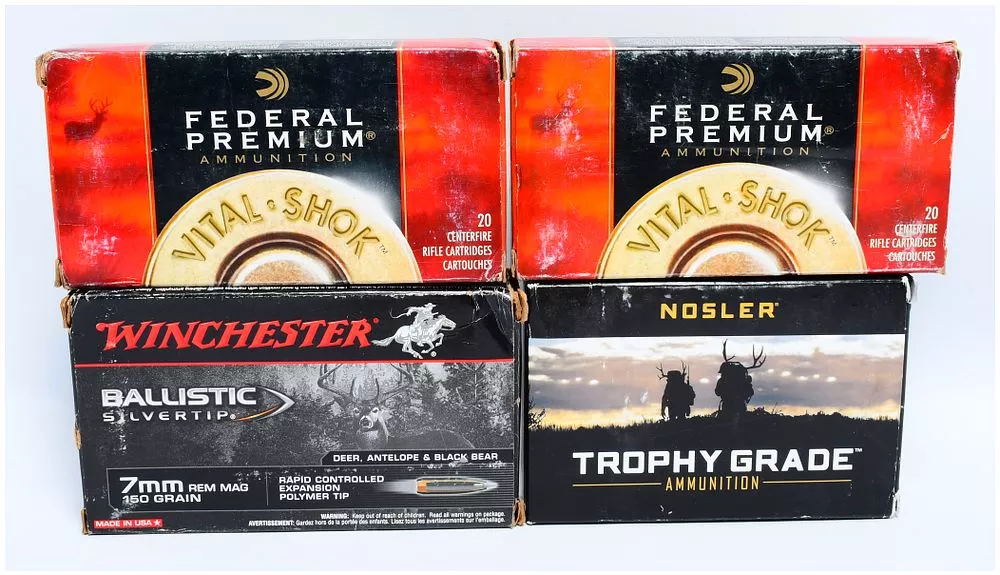 80 ROUNDS of 7mm Remington Magnum Ammunition by Federal Premium Vital-Shok, Winchester Ballistic Silvertip, and Nosler Trophy Grade