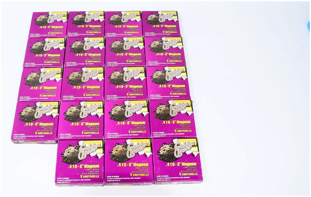 95 Rounds of Golden Bear .410-3" Magnum Buckshot Shotgun Ammunition, Made in Russia