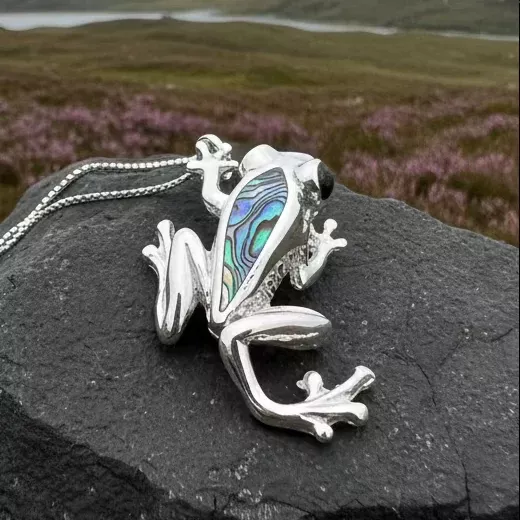 Abalone Frog Necklace in Sterling Silver