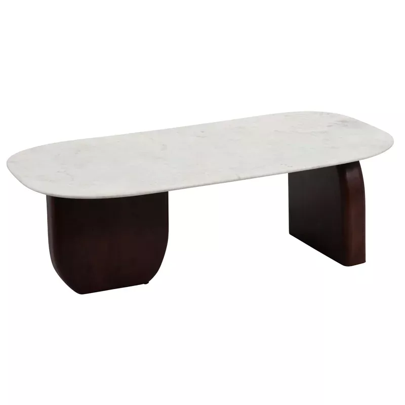 abstract coffee table white/walnut