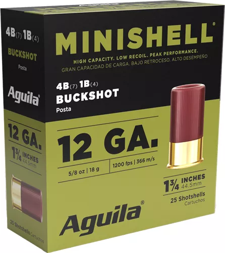 AGUILA 12GA MINI-SHELL 1.75" 7-#4 & 4-#1 BUCK 25RD 10BX/CS 640420017013