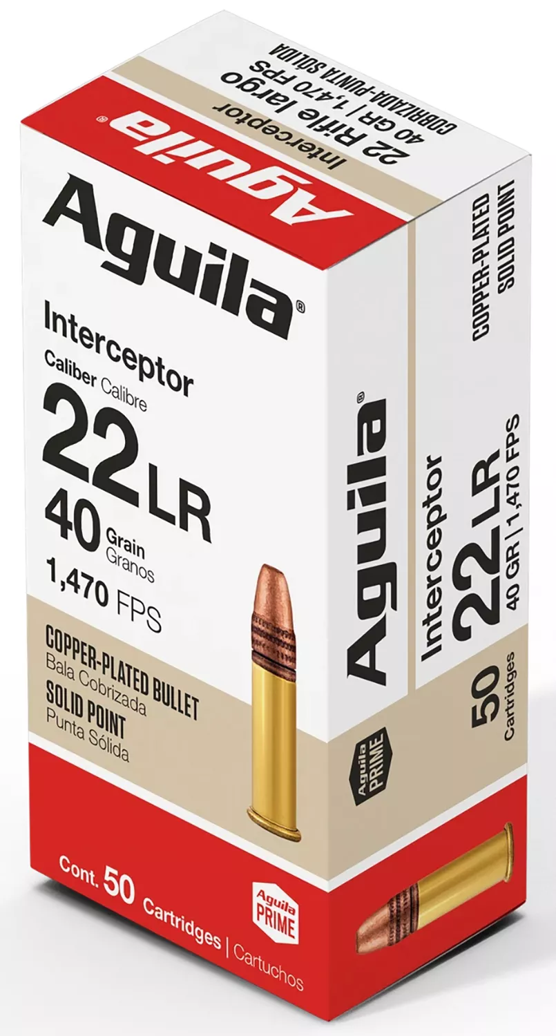 Aguila Interceptor .22 LR 40gr Copper-Plated Solid Point - 50 Rounds