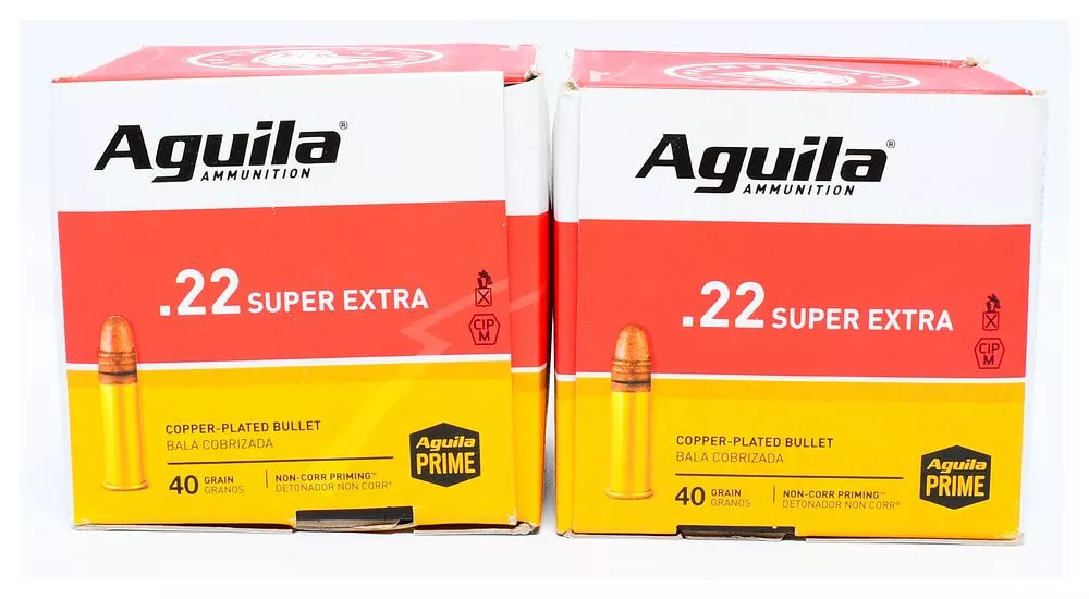 Aguila Super Extra .22LR High Velocity 40 Grain Copper Plated Solid Point Ammunition, 1000 Rounds