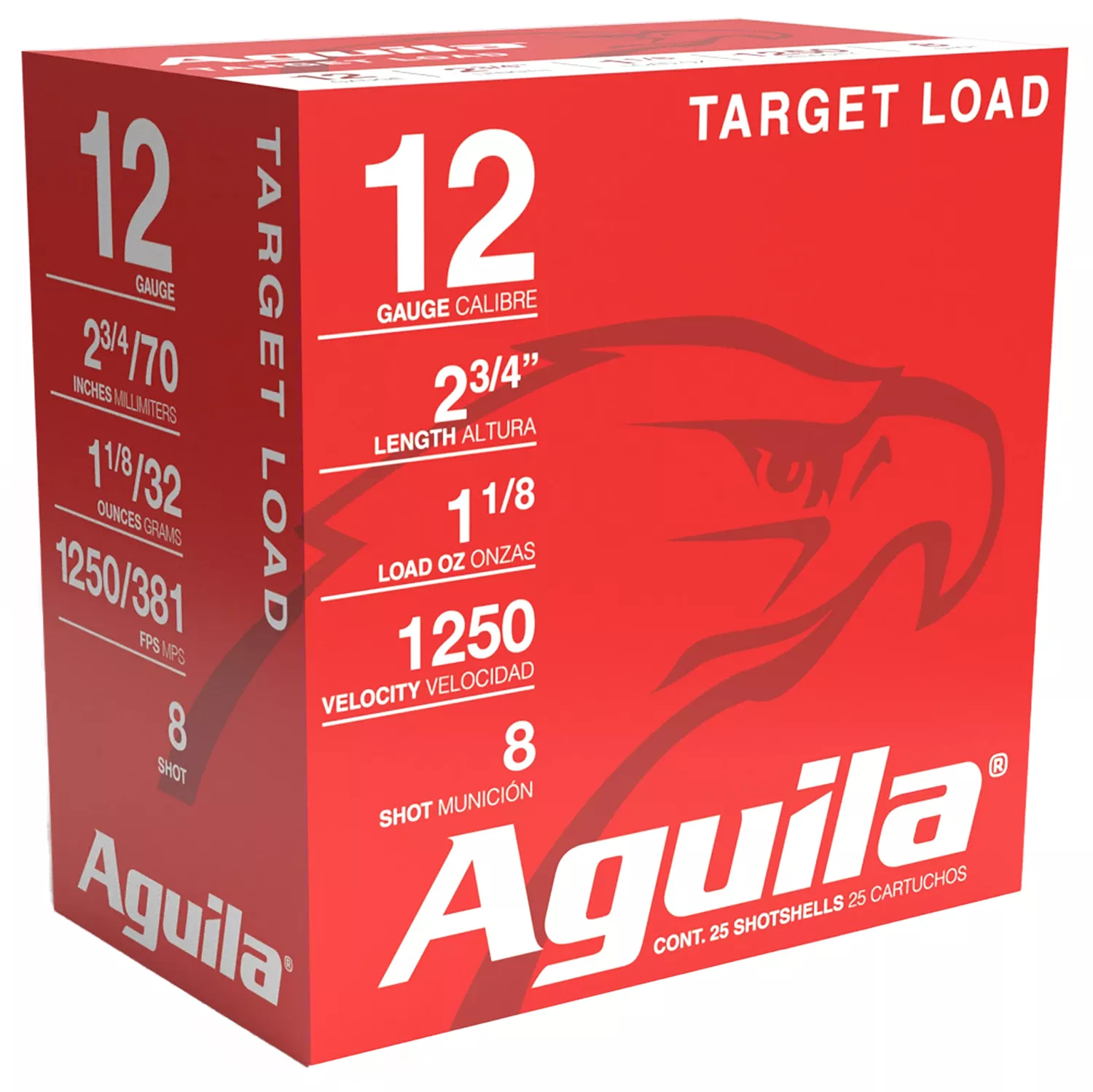 Aguila Target Load 12Ga 2.75" 1 1/8oz 8 Shot - 25 Shells 640420006062