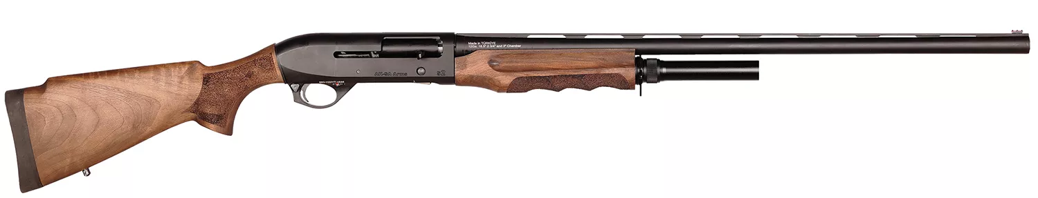 AKSA Arms S2 12 Gauge Semi-Auto Shotgun - 3" Chamber, 5+1 Capacity, 28" Chrome Plated Barrel, 7075-T6 Aluminum Receiver, Wood Stock 810065120755