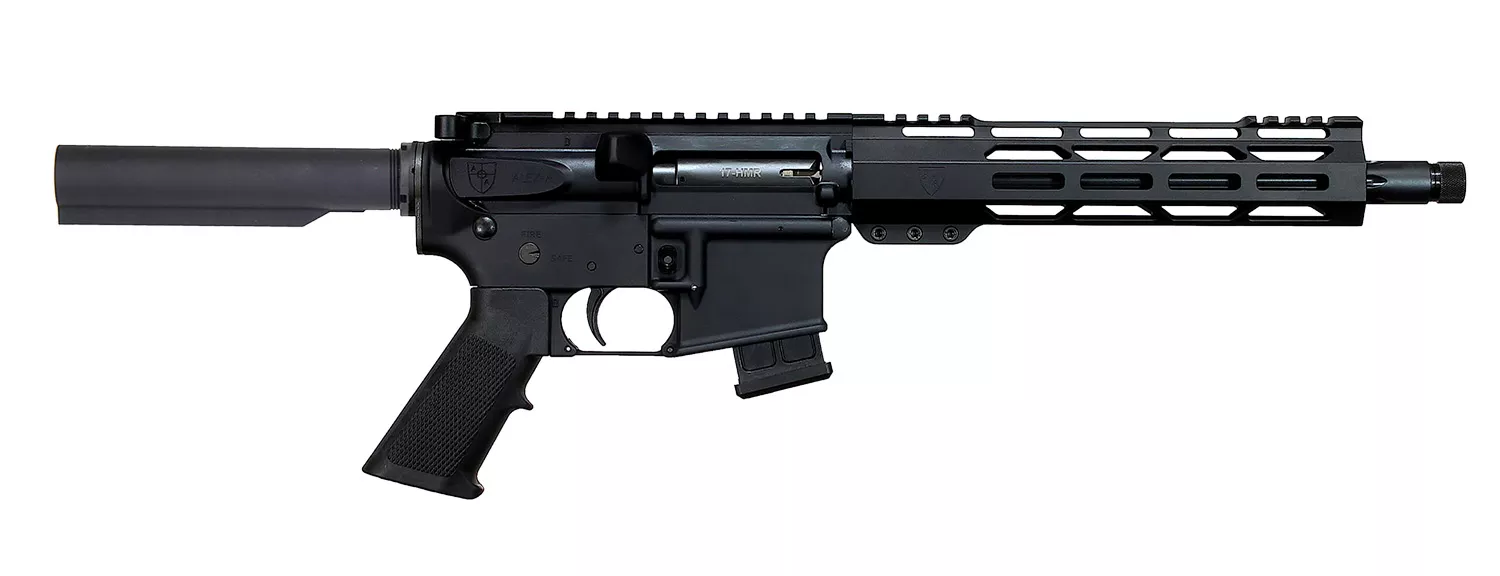 Alexander Arms PHI17NB Highlander 17 HMR 10+1 11" Black Fluted Threaded Barrel, Black Anodized Picatinny Rail Receiver, Black A2 Grip