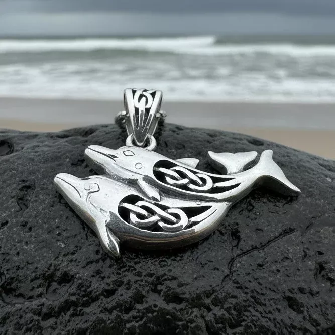 Always Together Celtic Dolphin Necklace in Sterling Silver