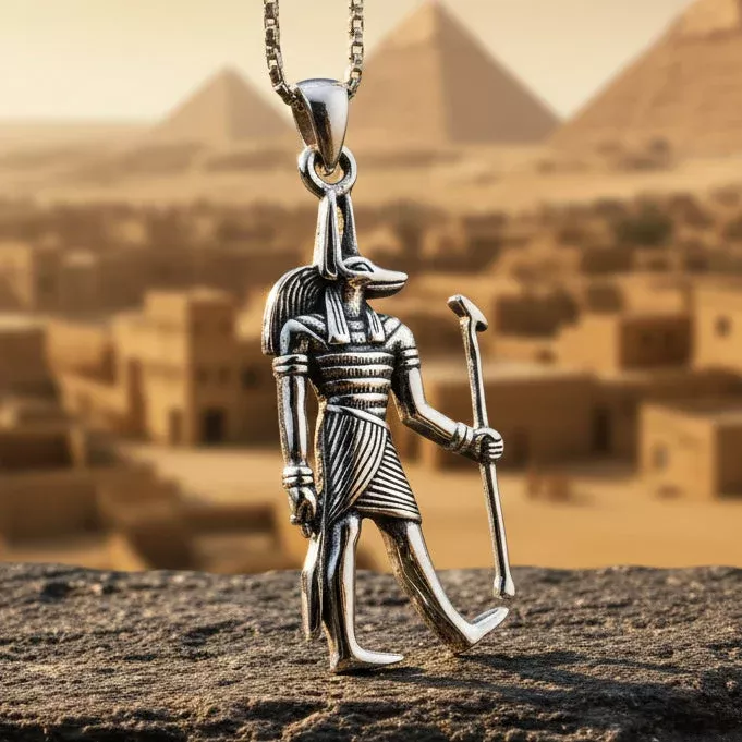 Anubis Egyptian Pendant in Sterling Silver