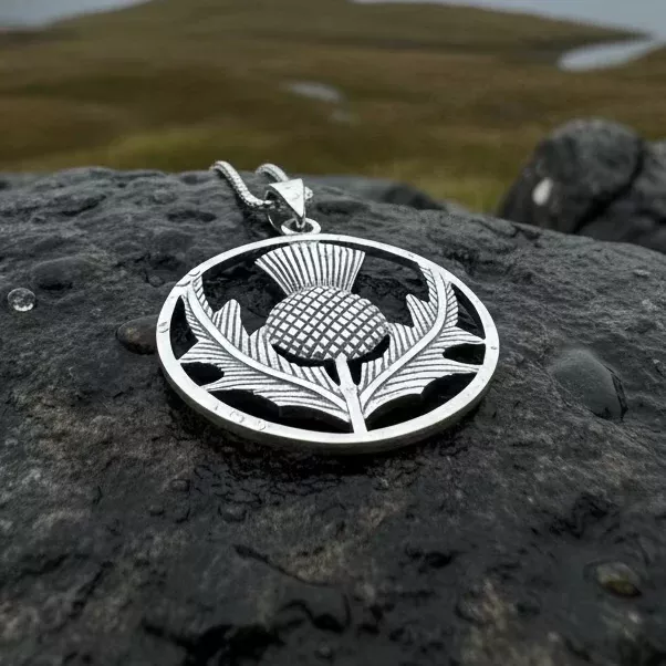 Arran Scottish Thistle Necklace in Sterling Silver
