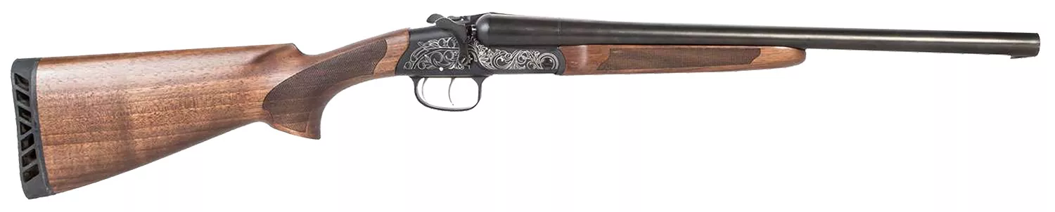 ATI GKOF20RA Road Agent Prime 20 Gauge Side-by-Side Shotgun, 3" Chamber, 2 Rounds, 18.5" Barrel, Black Engraved Aluminum Receiver, Fixed Turkish Walnut Stock 819644020981