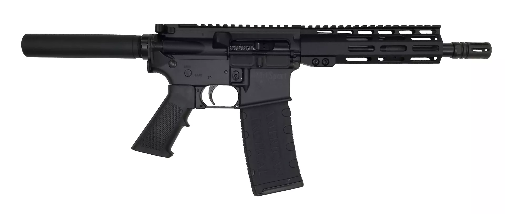 ATI MILSPORT .300 Blackout AR Pistol - 8.5" Barrel, 7" M-LOK Rail, Forged Aluminum, Black 819644025429