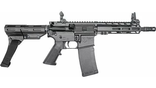 ATI MILSPORT 300BLK PISTOL 8.5" BARREL, 7" MLOK, FLIP UP SIGHTS, BRACE, 1-30RD