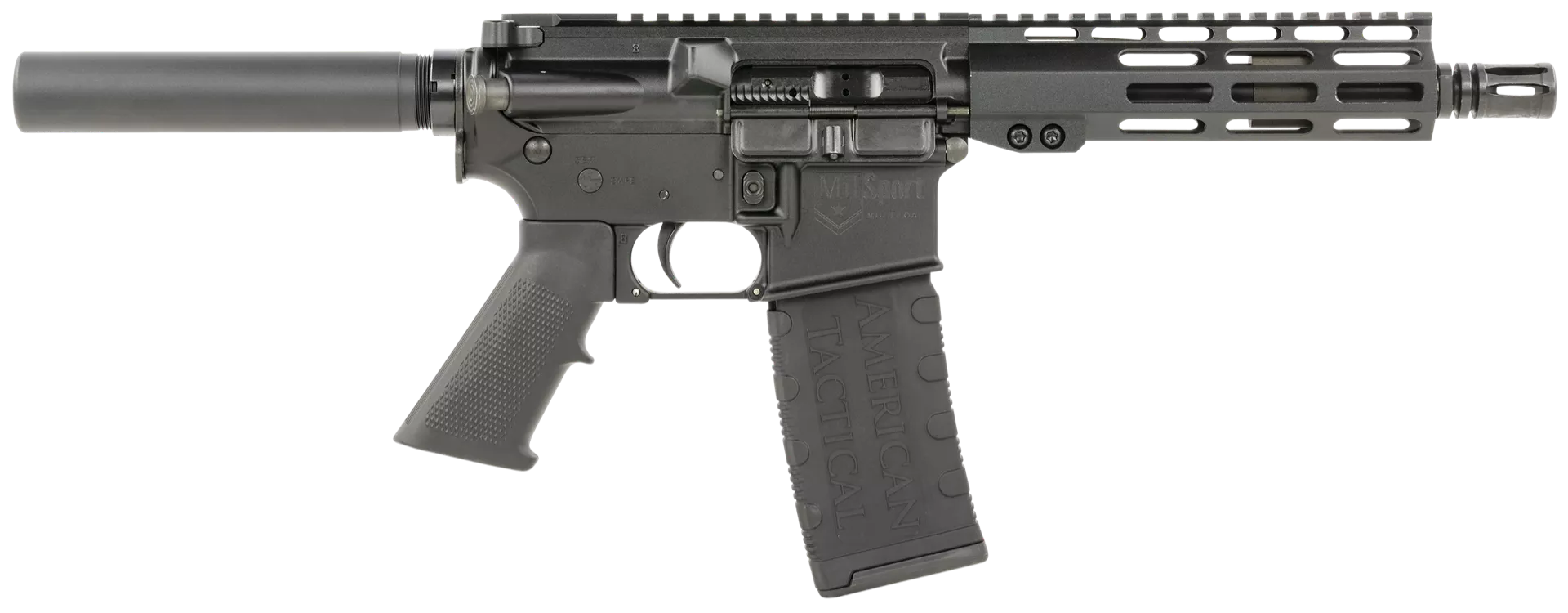 ATI MILSPORT 5.56 NATO AR Pistol - 7.5" Barrel, 7" M-LOK Rail, Forged Aluminum - Black 819644025412