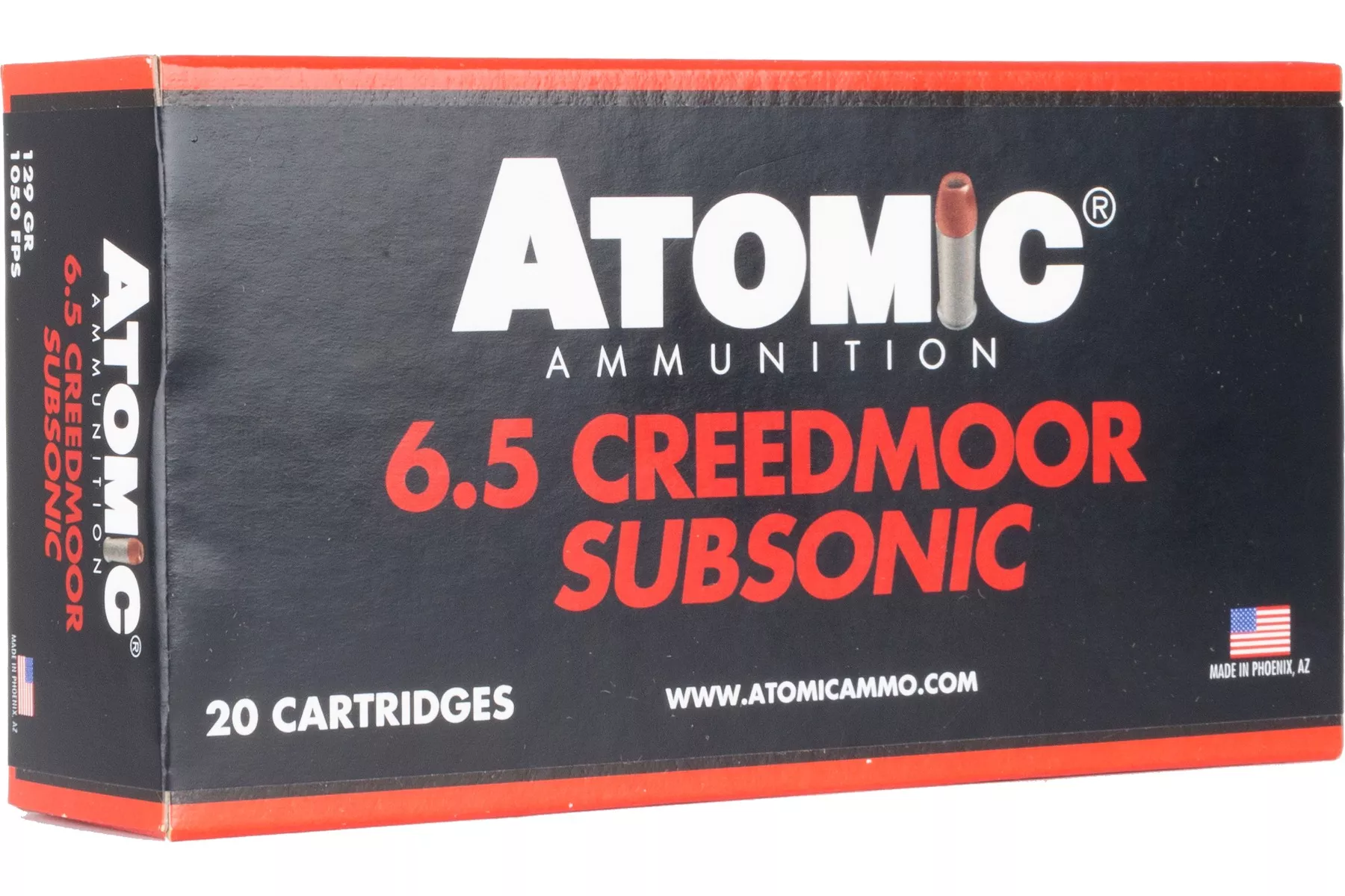Atomic 6.5mm Creedmoor 129GR Sub JSP Ammunition - 20RD