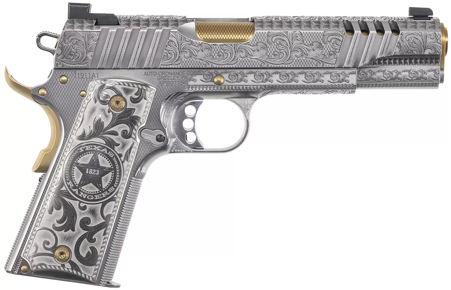 Auto-Ordnance 1911TCAC17 Texas Ranger Special Edition 45 ACP 7+1 5" Gold Plated PVD
