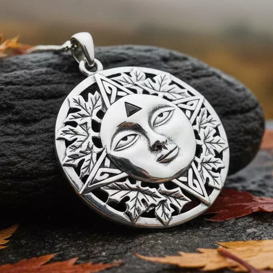 Autumn Celtic Sun Necklace with Garnet Gemstone