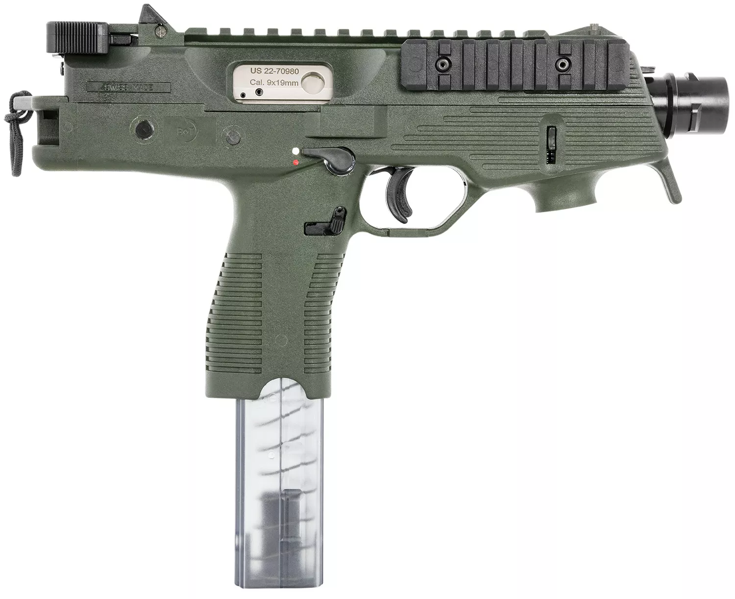 B&T Firearms 30105NUSOD TP9 9mm Luger 30+1 5.10", OD Green, Polymer Frame/Grip, No Brace, Iron Sights