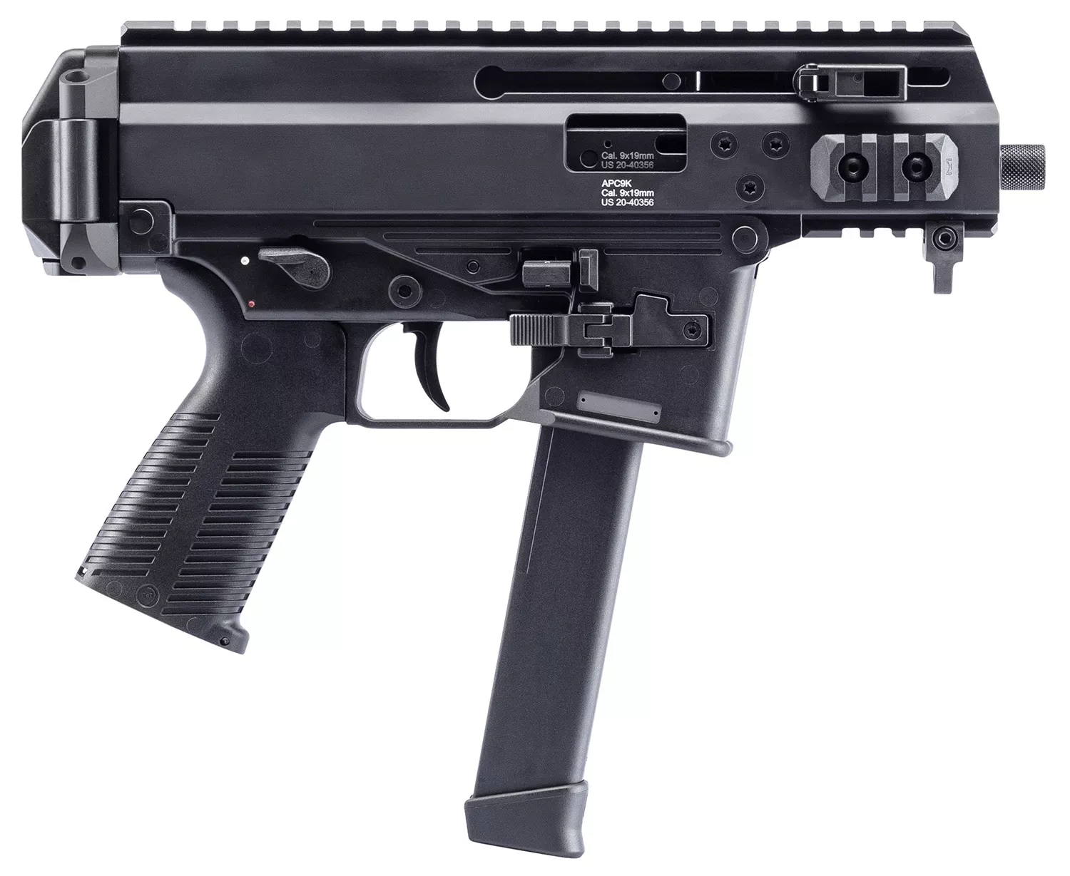 B&T Firearms 36176502G APC9K 9mm Luger 33+1 4.30" Black Steel Barrel, Black Picatinny Rail Receiver, Brace Adapter, Black Polymer Grips, Ambidextrous