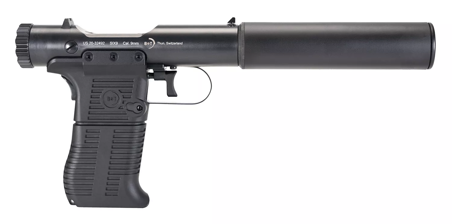 B&T Firearms 410110 Station Six 45 ACP Bolt Action 7+1 3.50" Barrel/5.10" Suppressor, Black Hard Coat Anodized Finish, Black Pre-Scored Grips