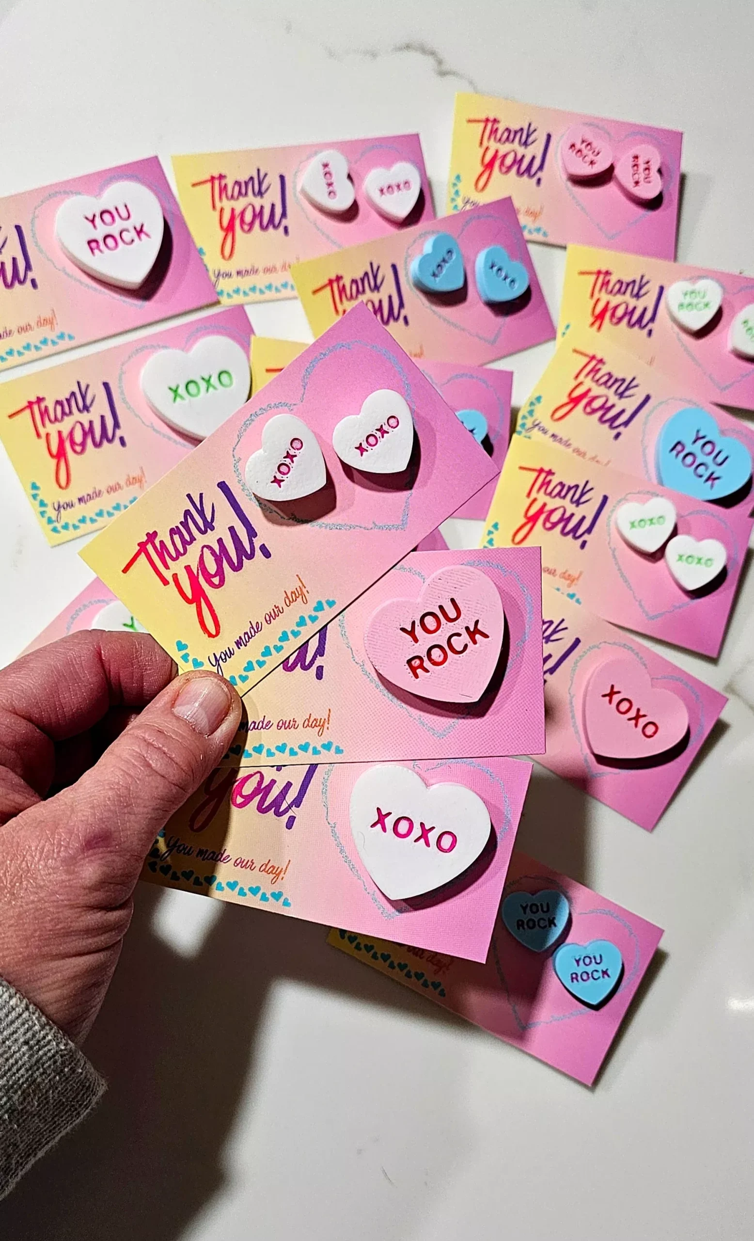 Bag of 25 -Boutique 3d Printed Package InsertsCandy Message Heart Pins or Earrings Made in America