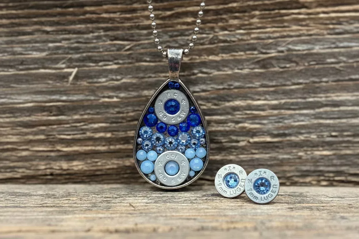 Blue Ombre Necklace & Earrings Set