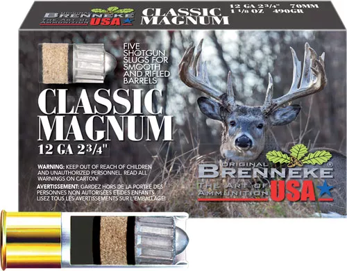 Brenneke USA Classic Mag 12GA Slug Ammunition - 5RD Box