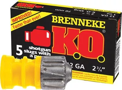 Brenneke USA KO 12GA 2.75" 1oz Slug Rounds per Box, 50 Boxes per Case